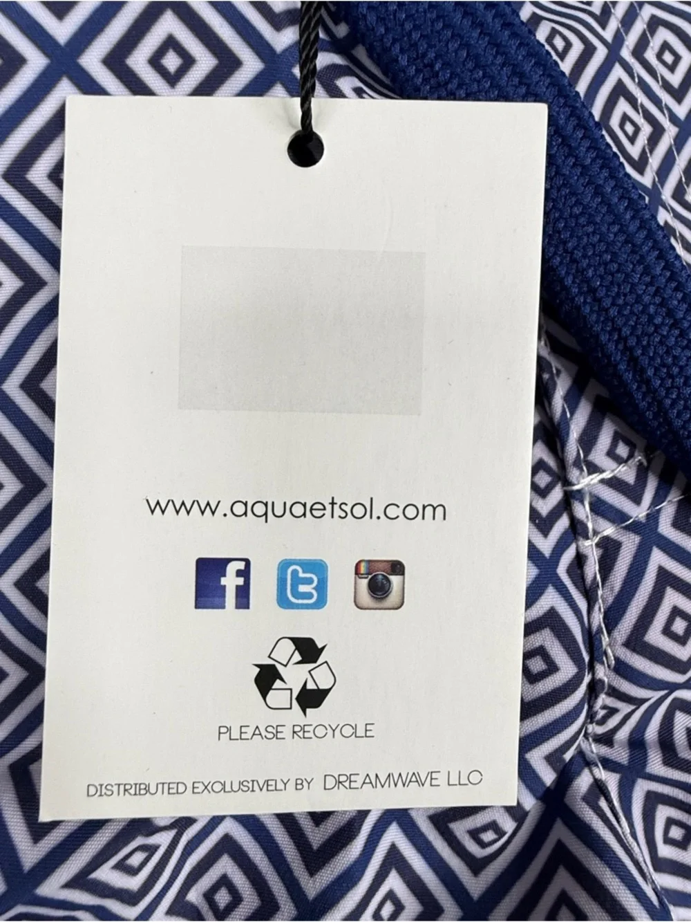Aqua et Sol Men's Swim Trunks 38 Blue White Geometric Mesh Lined NWT USA
